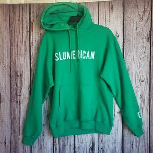 Slumerican Medium Hoodie Sweatshirt Green Mens Pullover Kangaroo Pocket